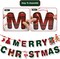 Merry Christmas Banner- Xmas Banners Bunting with Gingerbread Socks Signs(Red)